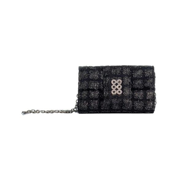 NEW KOORELOO women's the amalfi clutch in black/silver - Picture 1 of 3